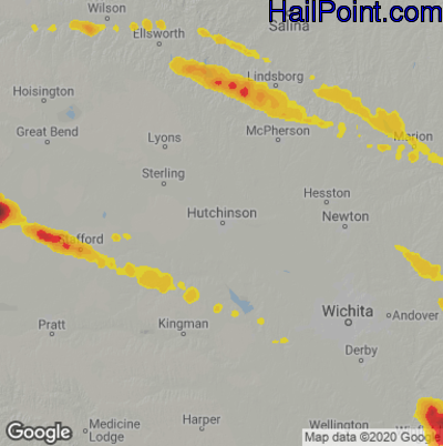 Hail Map Hutchinson, KS August 16, 2024 