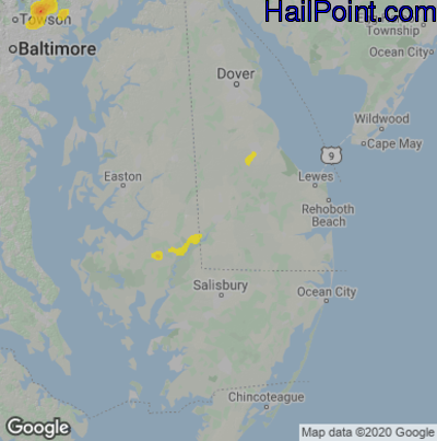 Hail Map Seaford, DE August 19, 2024 
