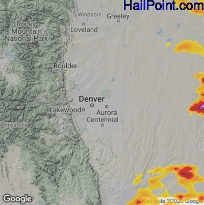 Hail Map for Denver, CO Region on August 19, 2024