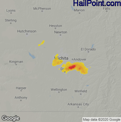 Hail Map for Wichita, KS Region on August 23, 2024