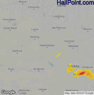 Hail Map Hutchinson, KS August 23, 2024 