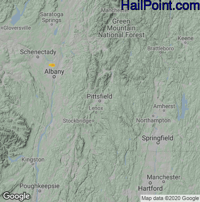 Hail Map for Pittsfield, MA Region on August 24, 2024