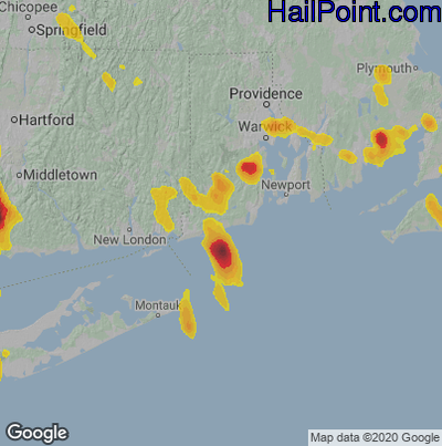 Hail Map for Charlestown, RI Region on August 26, 2024