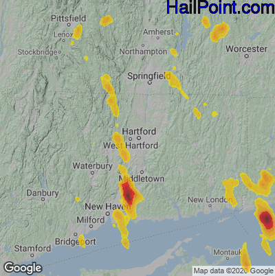 Hail Map for Hartford, CT Region on August 26, 2024