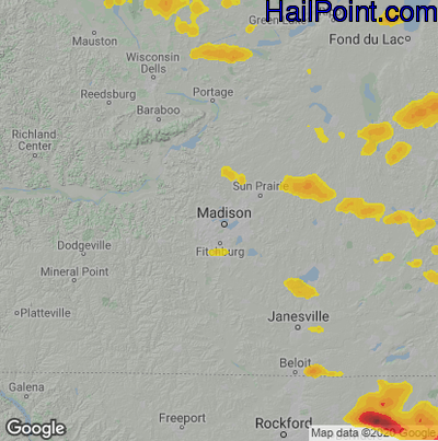 Hail Map for Madison, WI Region on August 27, 2024