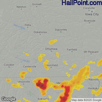 Hail Map for Ottumwa, IA Region on August 27, 2024