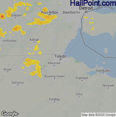 Hail Map for Toledo, OH Region on August 27, 2024