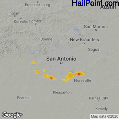 Hail Map for San Antonio, TX Region on August 27, 2024 