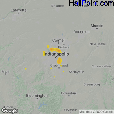 Hail Map for Indianapolis, IN Region on August 29, 2024