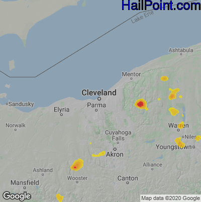Hail Map for Cleveland, OH Region on August 30, 2024 
