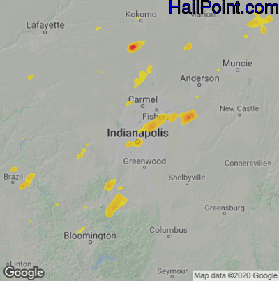 Hail Map for Indianapolis, IN Region on August 31, 2024