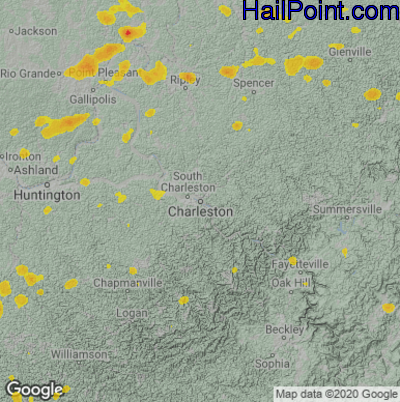 Hail Map Charleston, WV August 31, 2024 
