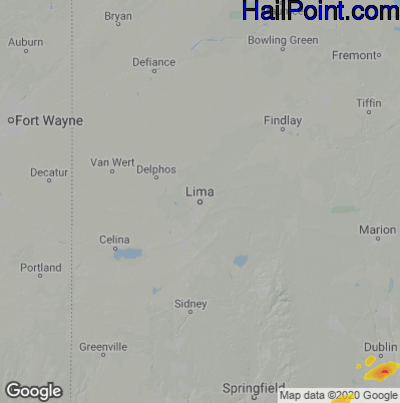 Hail Map for Lima, OH Region on September 6, 2024
