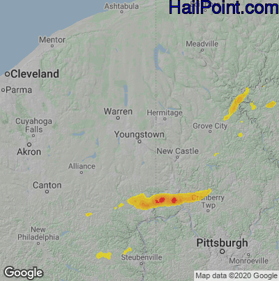 Hail Map for Youngstown, OH Region on September 6, 2024