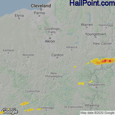 Hail Map for Canton, OH Region on September 6, 2024