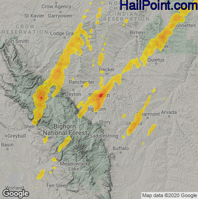 Hail Map for Sheridan, WY Region on September 12, 2024