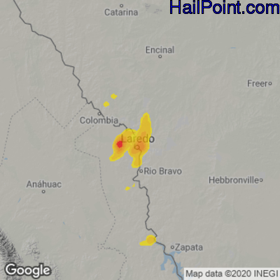 Hail Map for Laredo, TX Region on September 15, 2024