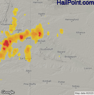 Hail Map for Scottsbluff, NE Region on September 15, 2024