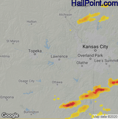 Hail Map for Lawerence, KS Region on September 19, 2024