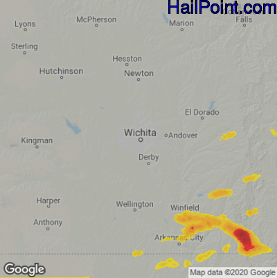 Hail Map for Wichita, KS Region on September 19, 2024