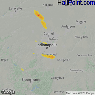 Hail Map for Indianapolis, IN Region on September 20, 2024