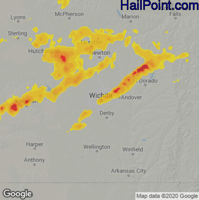 Hail Map for Wichita, KS Region on September 20, 2024