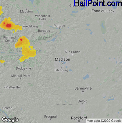 Hail Map for Madison, WI Region on September 21, 2024