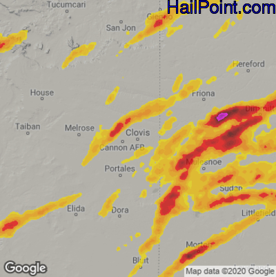 Hail Map for Clovis, NM Region on September 21, 2024