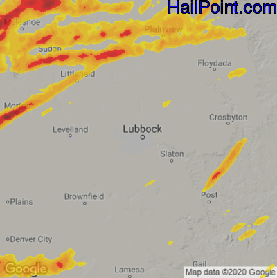 Hail Map for Lubbock, TX Region on September 21, 2024