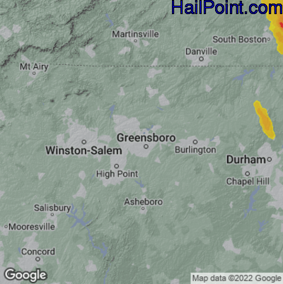Hail Map for Greensboro, NC Region on September 22, 2024