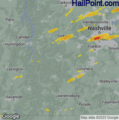 Hail Map for Centerville, TN Region on September 24, 2024
