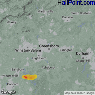 Hail Map for Greensboro, NC Region on September 24, 2024
