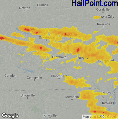 Hail Map for Ottumwa, IA Region on October 4, 2024