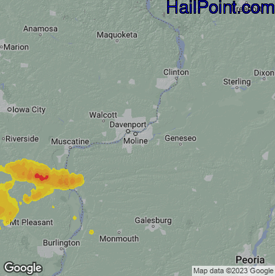 Hail Map for Moline, IL Region on October 4, 2024