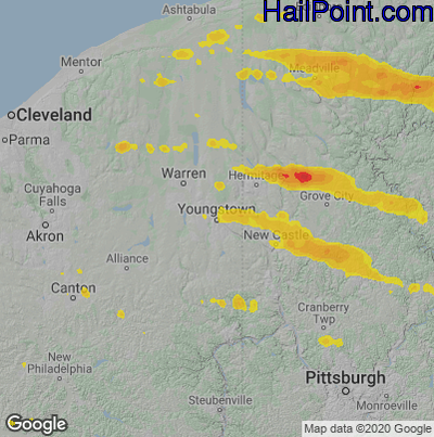 Hail Map for Youngstown, OH Region on October 6, 2024