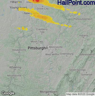 Hail Map for Pittsburgh, PA Region on October 6, 2024