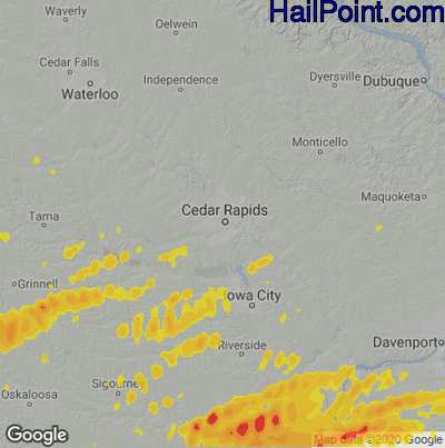 Hail Map for Cedar Rapids, IA Region on October 24, 2024 