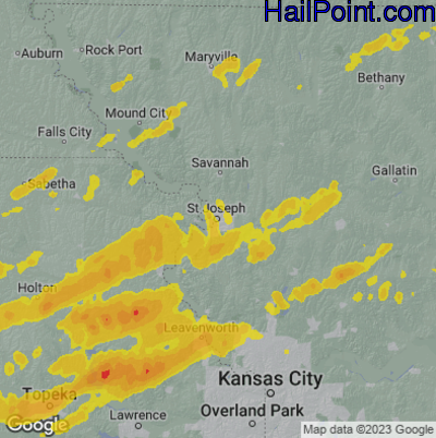 Hail Map for St. Joseph, MS Region on October 24, 2024