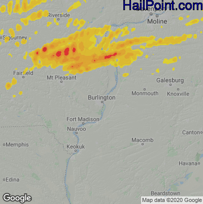 Hail Map for Burlington, IA Region on October 25, 2024