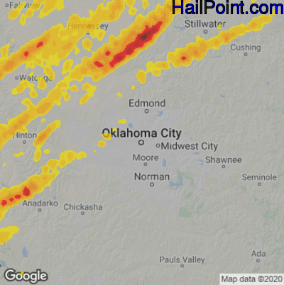 Hail Map Oklahoma City, OK October 30, 2024 