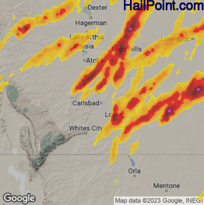 Hail Map for Carlsbad, NM Region on November 2, 2024