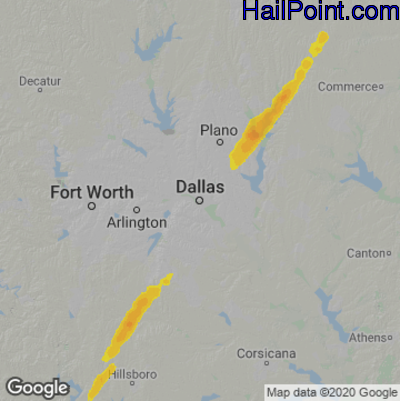 Hail Map Dallas, TX November 04, 2024 