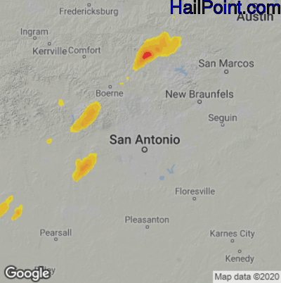 Hail Map for San Antonio, TX Region on November 5, 2024