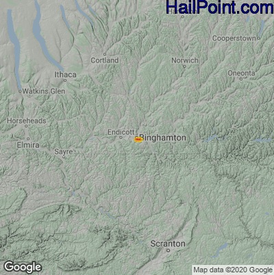 Hail Map for Binghamton, NY Region on December 3, 2024