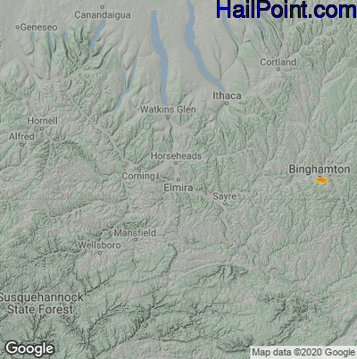 Hail Map for Elmira, NY Region on December 3, 2024