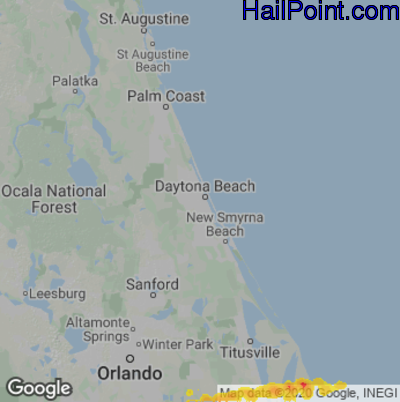 Hail Map for Daytona Beach, FL Region on January 19, 2025