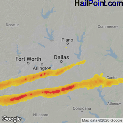 Hail Map Dallas, TX March 08, 2025 
