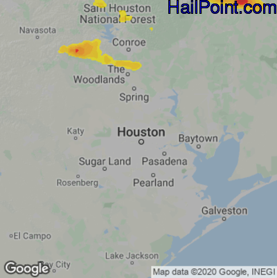 Hail Map for Houston, TX Region on March 8, 2025