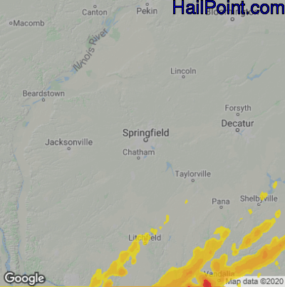 Hail Map for Springfield, IL Region on March 15, 2025 