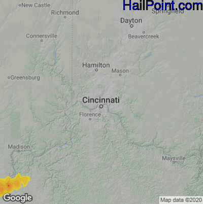 Hail Map for Cincinnati, OH Region on March 15, 2025